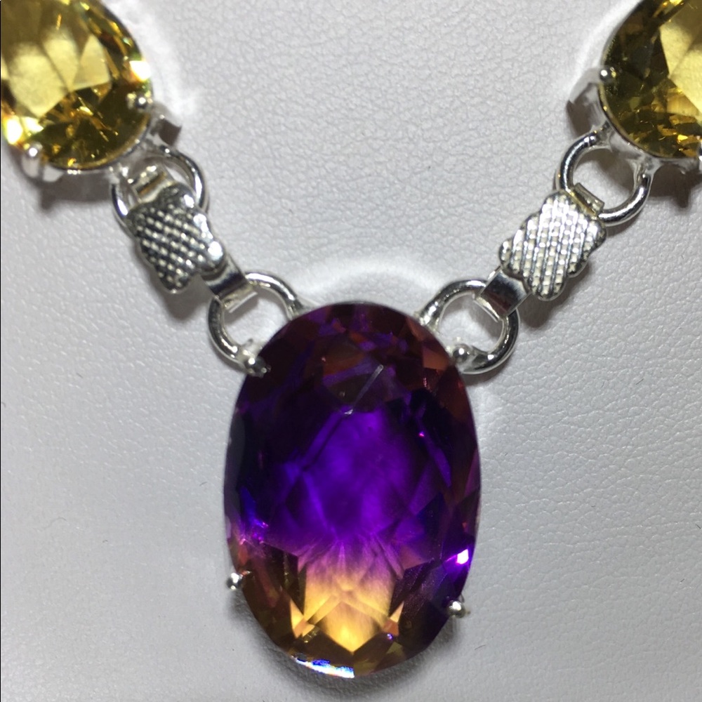 Bi Color Tourmaline Purple, Citrine Necklace